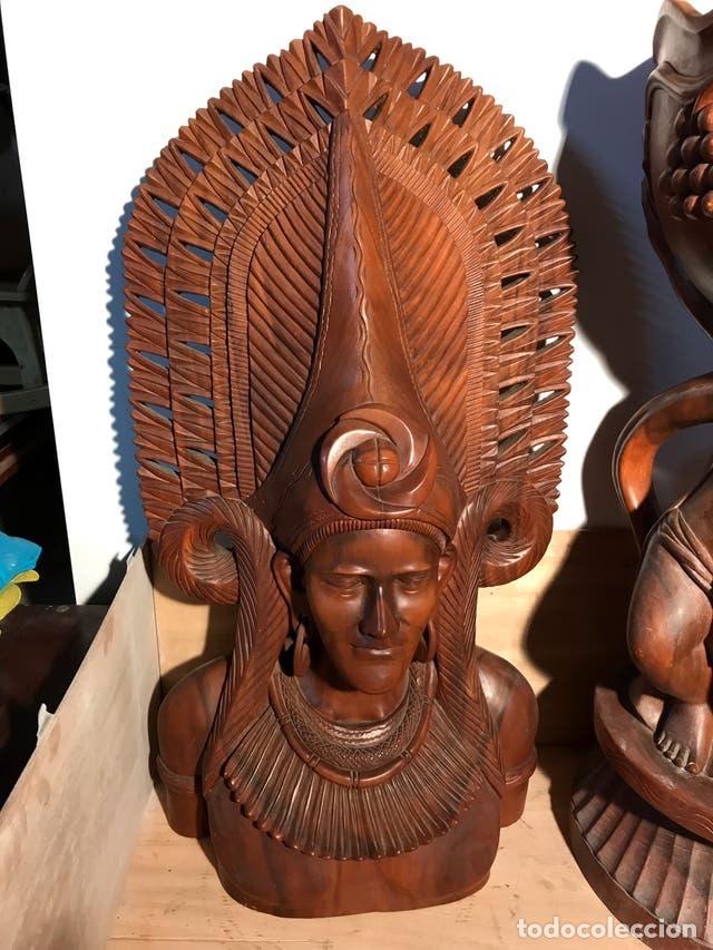 Arte: BUSTO INDIO - TALLA DE MADERA TROPICAL - Foto 2