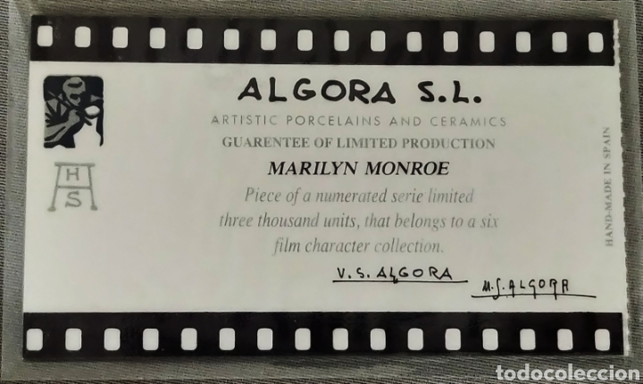 Arte: Porcelana Algora. Marilyn Monroe. Con certificado. - Foto 5
