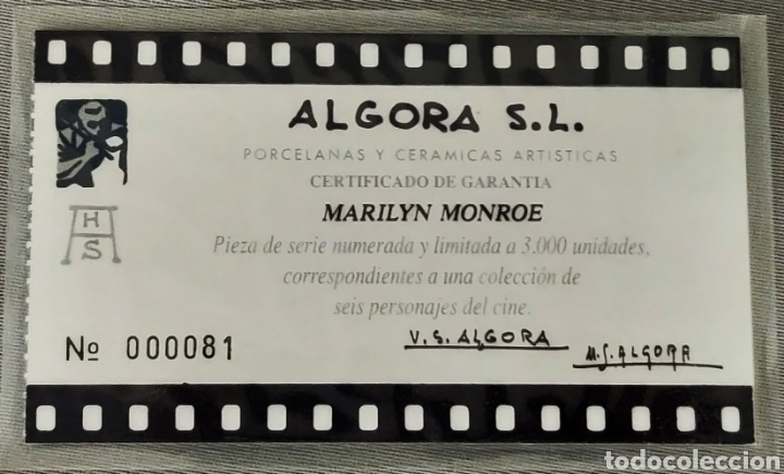 Arte: Porcelana Algora. Marilyn Monroe. Con certificado. - Foto 4