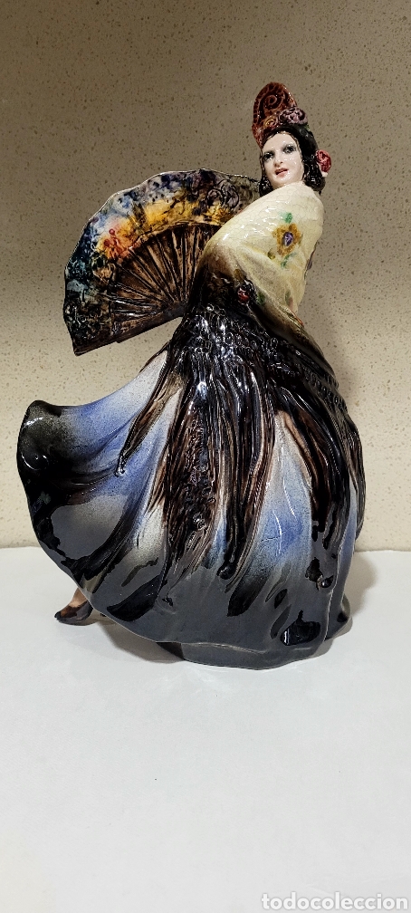 Arte: Dama del abanico de A. Peyro. Perfecta - Foto 1