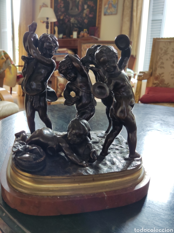 Arte: Clodion bronce ni&ntilde;os con cabra - Foto 1
