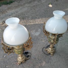 Paire de lampe bronze et ceramique thyfanis