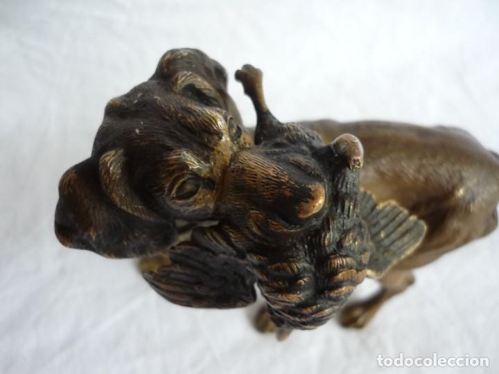 Arte: Magn&iacute;fica figura de bronce, perro con becada en la boca - Foto 3