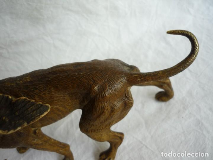 Arte: Magn&iacute;fica figura de bronce, perro con becada en la boca - Foto 5