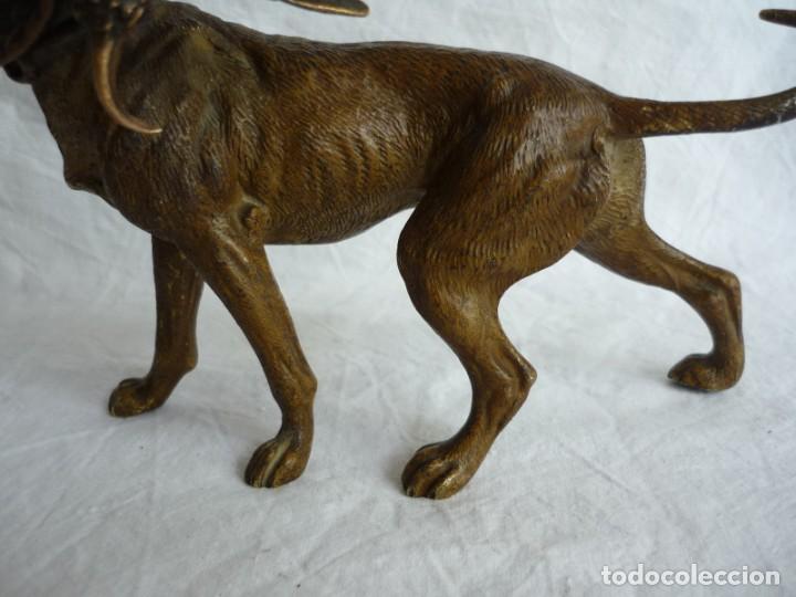 Arte: Magn&iacute;fica figura de bronce, perro con becada en la boca - Foto 6