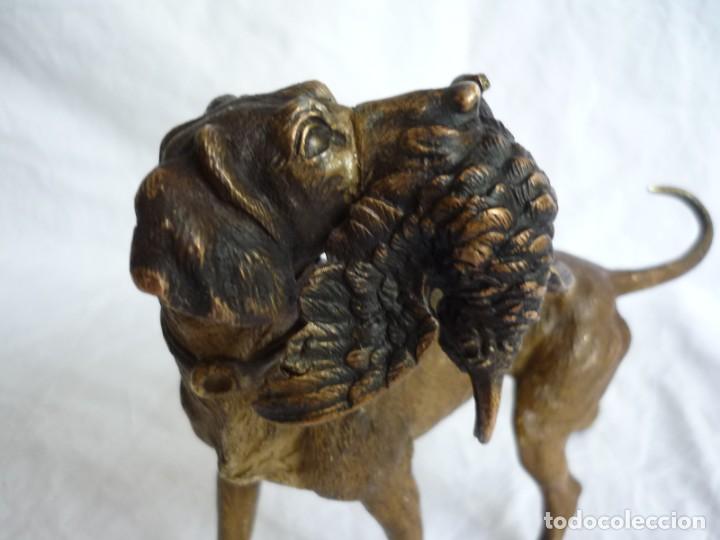 Arte: Magn&iacute;fica figura de bronce, perro con becada en la boca - Foto 17