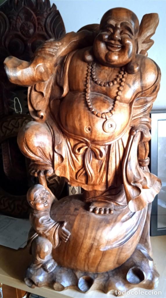 Arte: Antiguo Buda madera de teca - Foto 3