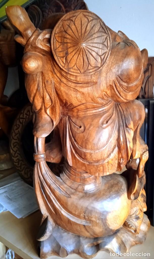 Arte: Antiguo Buda madera de teca - Foto 4