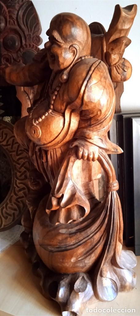 Arte: Antiguo Buda madera de teca - Foto 5