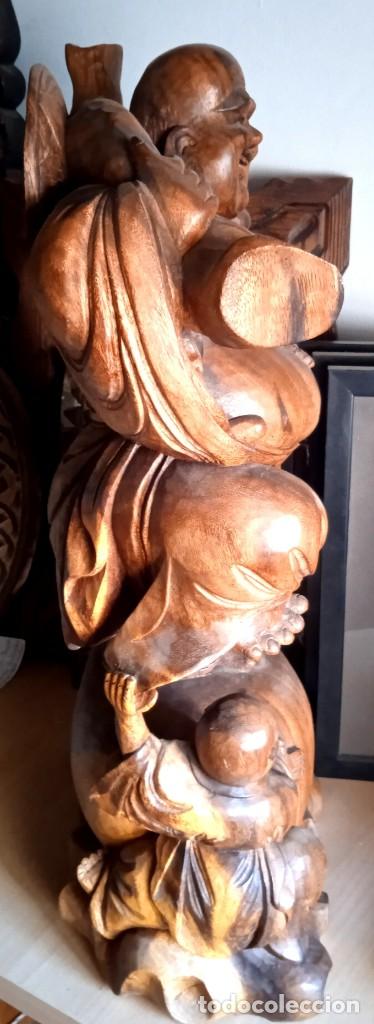 Arte: Antiguo Buda madera de teca - Foto 7