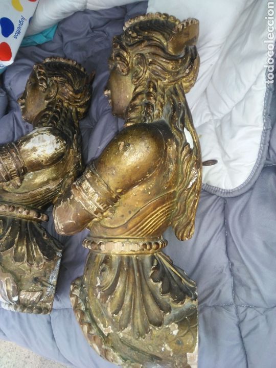 Arte: Pareja de cariatides de madera policromada - Foto 5