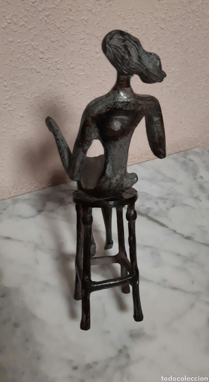 Arte: FIGURA BRONCE- MUJER SENTADA EN TABURETE - - Foto 4