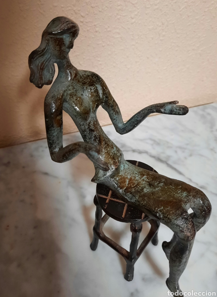 Arte: FIGURA BRONCE- MUJER SENTADA EN TABURETE - - Foto 6