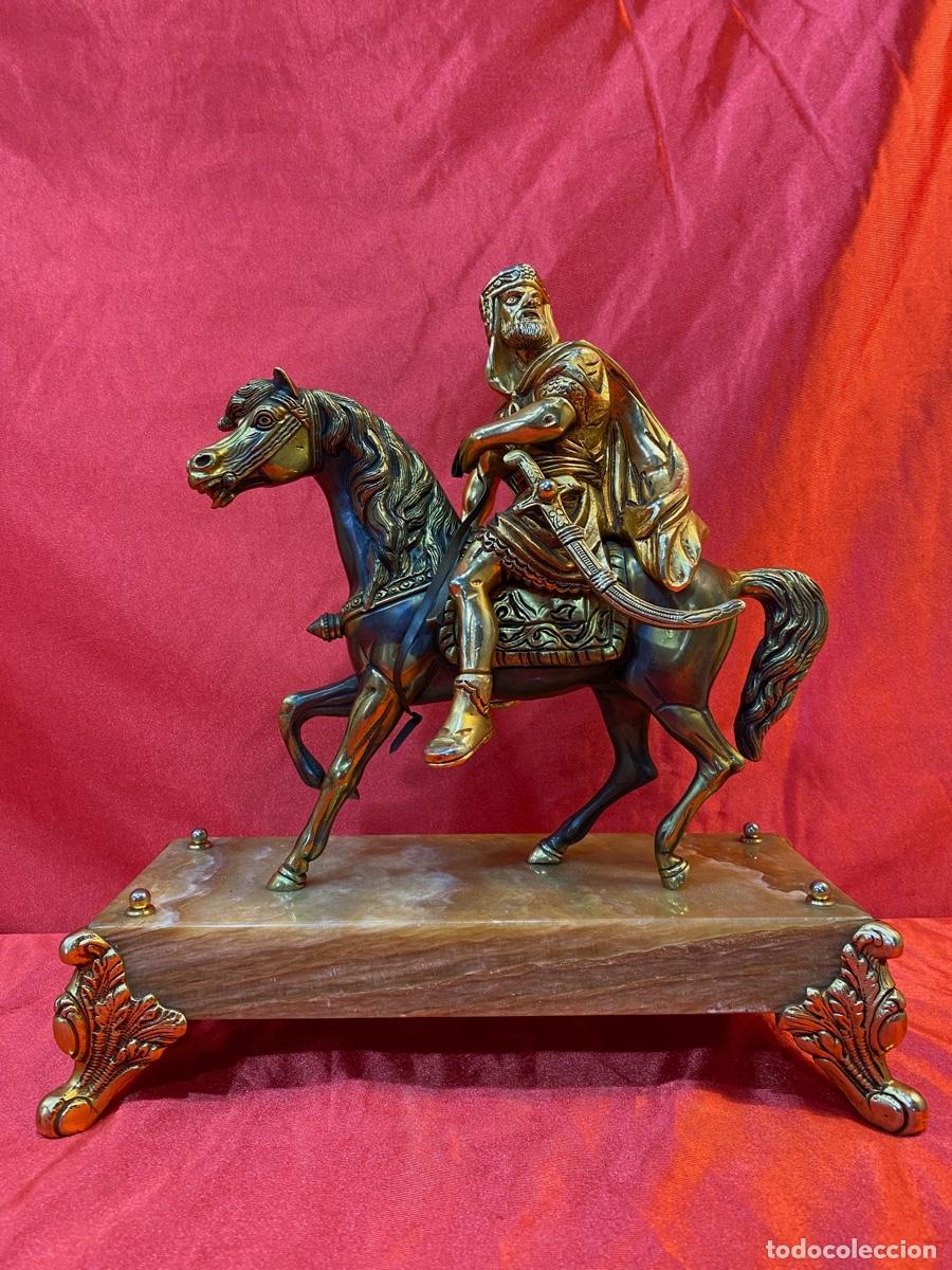 Arte: GUERRERO A CABALLO EN BRONCE CON BASE DE MARMOL - Foto 1