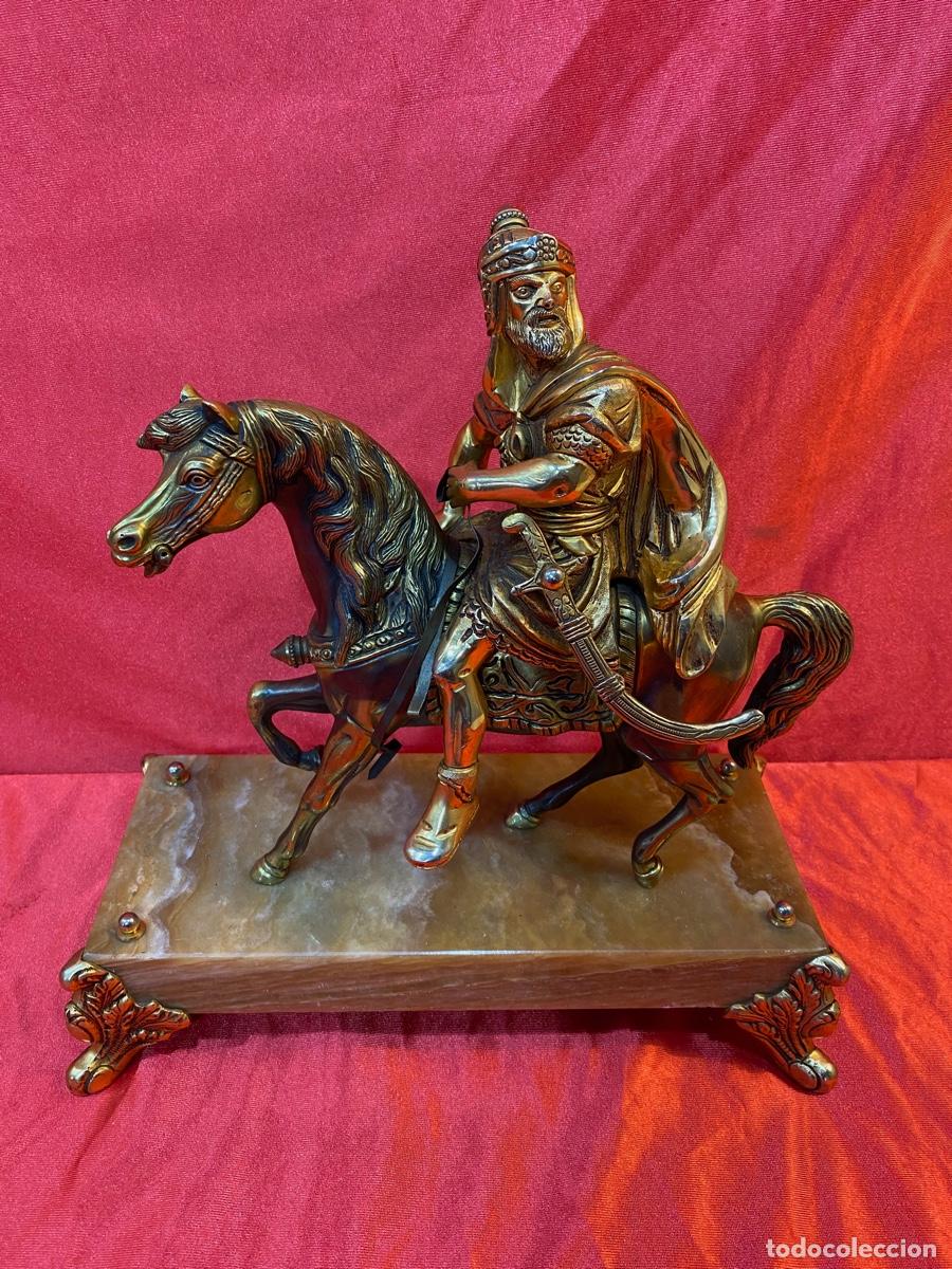 Arte: GUERRERO A CABALLO EN BRONCE CON BASE DE MARMOL - Foto 2