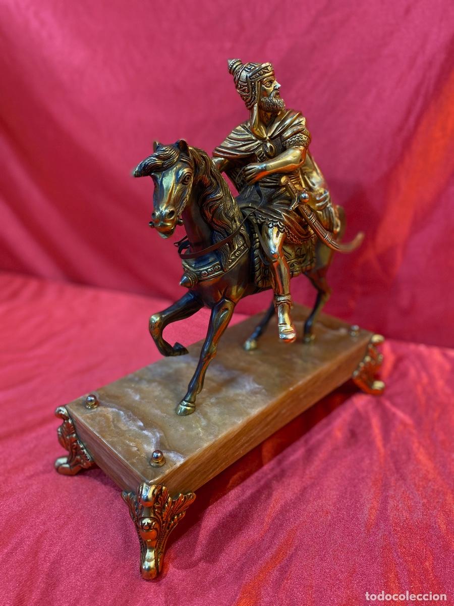 Arte: GUERRERO A CABALLO EN BRONCE CON BASE DE MARMOL - Foto 4