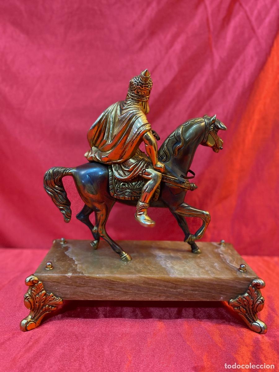 Arte: GUERRERO A CABALLO EN BRONCE CON BASE DE MARMOL - Foto 5