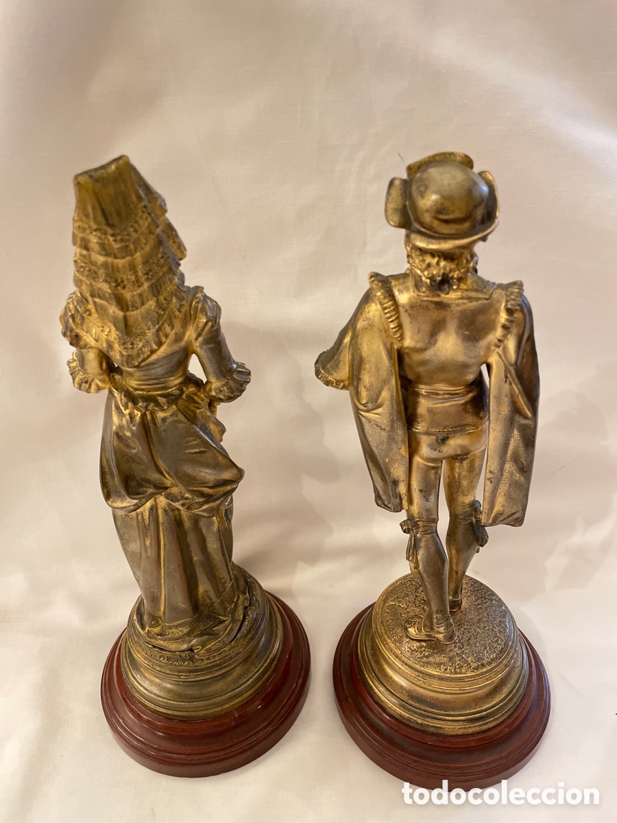 Arte: Pareja de figuras de bronce y m&aacute;rmol - Foto 2