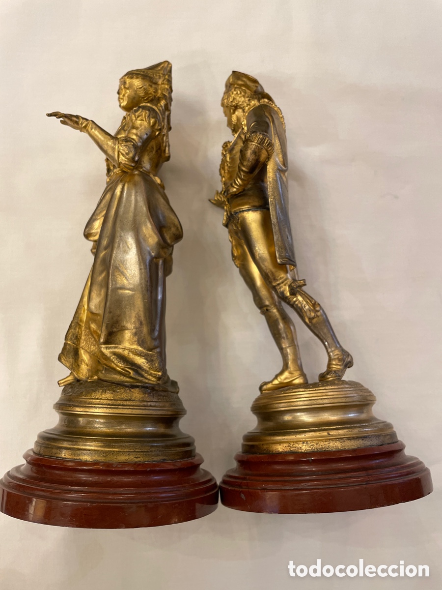 Arte: Pareja de figuras de bronce y m&aacute;rmol - Foto 4