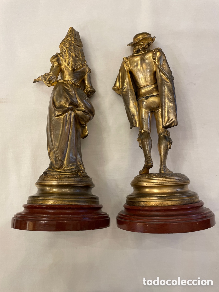 Arte: Pareja de figuras de bronce y m&aacute;rmol - Foto 5
