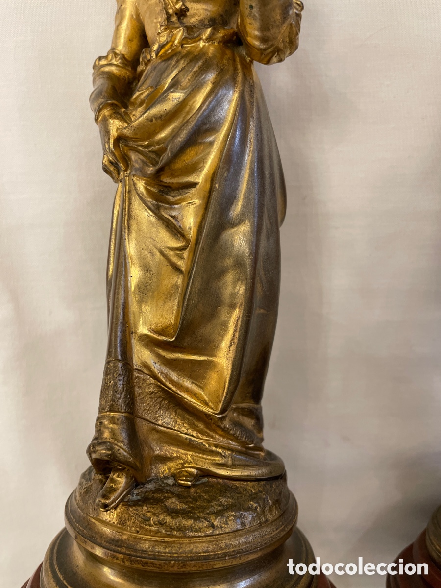 Arte: Pareja de figuras de bronce y m&aacute;rmol - Foto 7