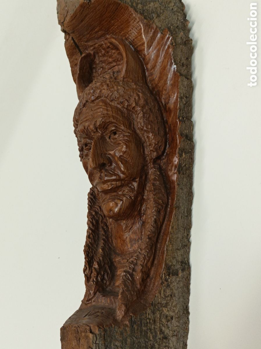 Arte: Indio tallado en tronco de madera - Foto 4