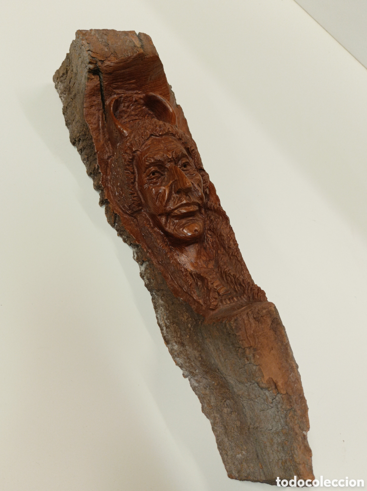 Arte: Indio tallado en tronco de madera - Foto 6