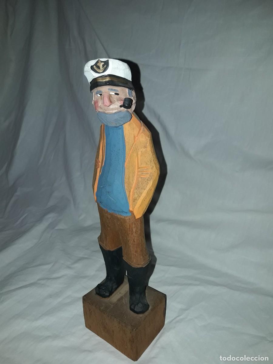 Arte: Talla de madera policromada Capit&aacute;n de barco - Foto 3