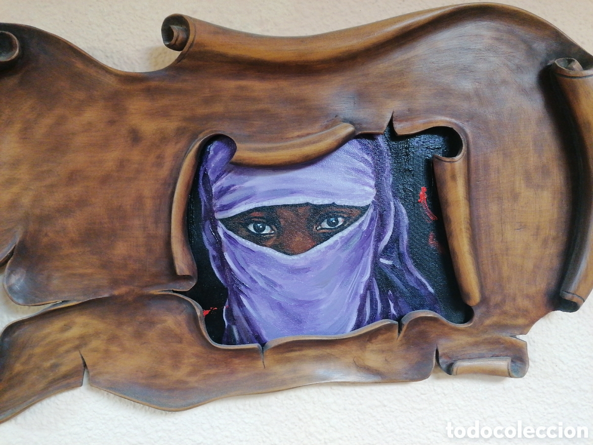Arte: Mujer arabe y pergamino de madera - Foto 2