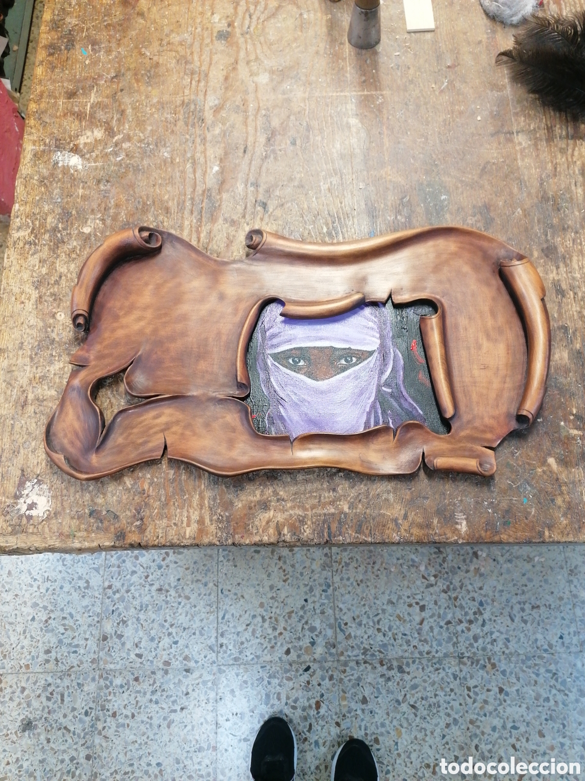Arte: Mujer arabe y pergamino de madera - Foto 4