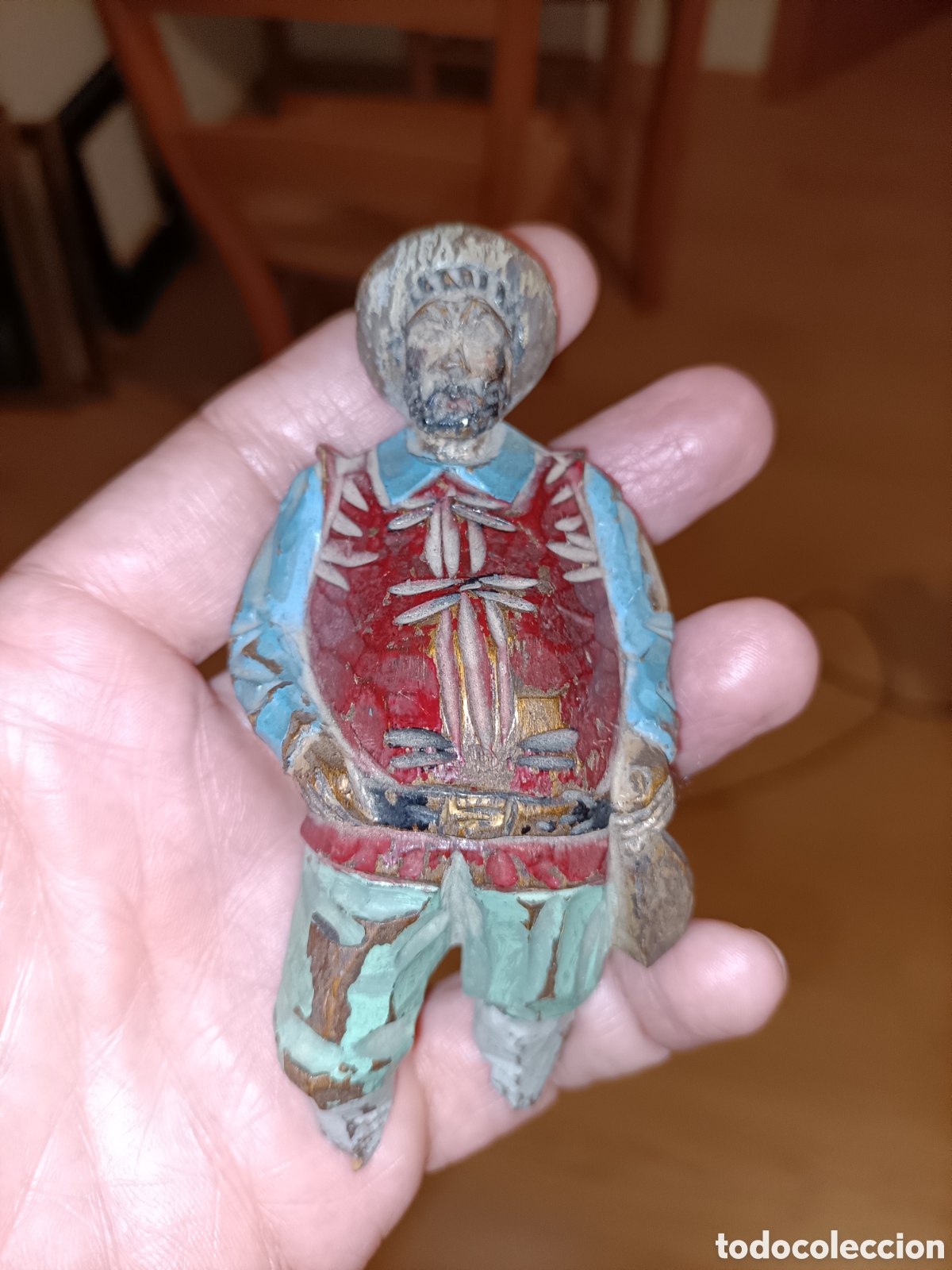 Arte: Sancho Panza. Talla de madera. 11 cms - Foto 2