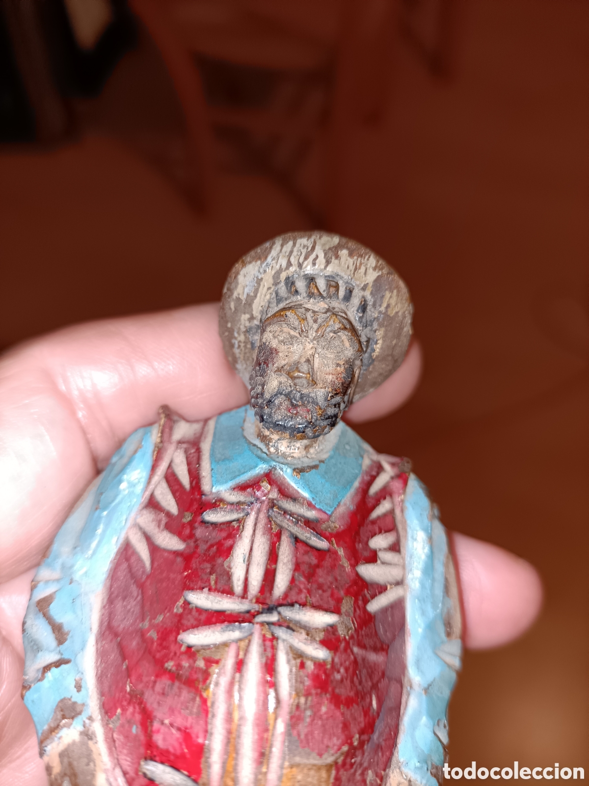 Arte: Sancho Panza. Talla de madera. 11 cms - Foto 4
