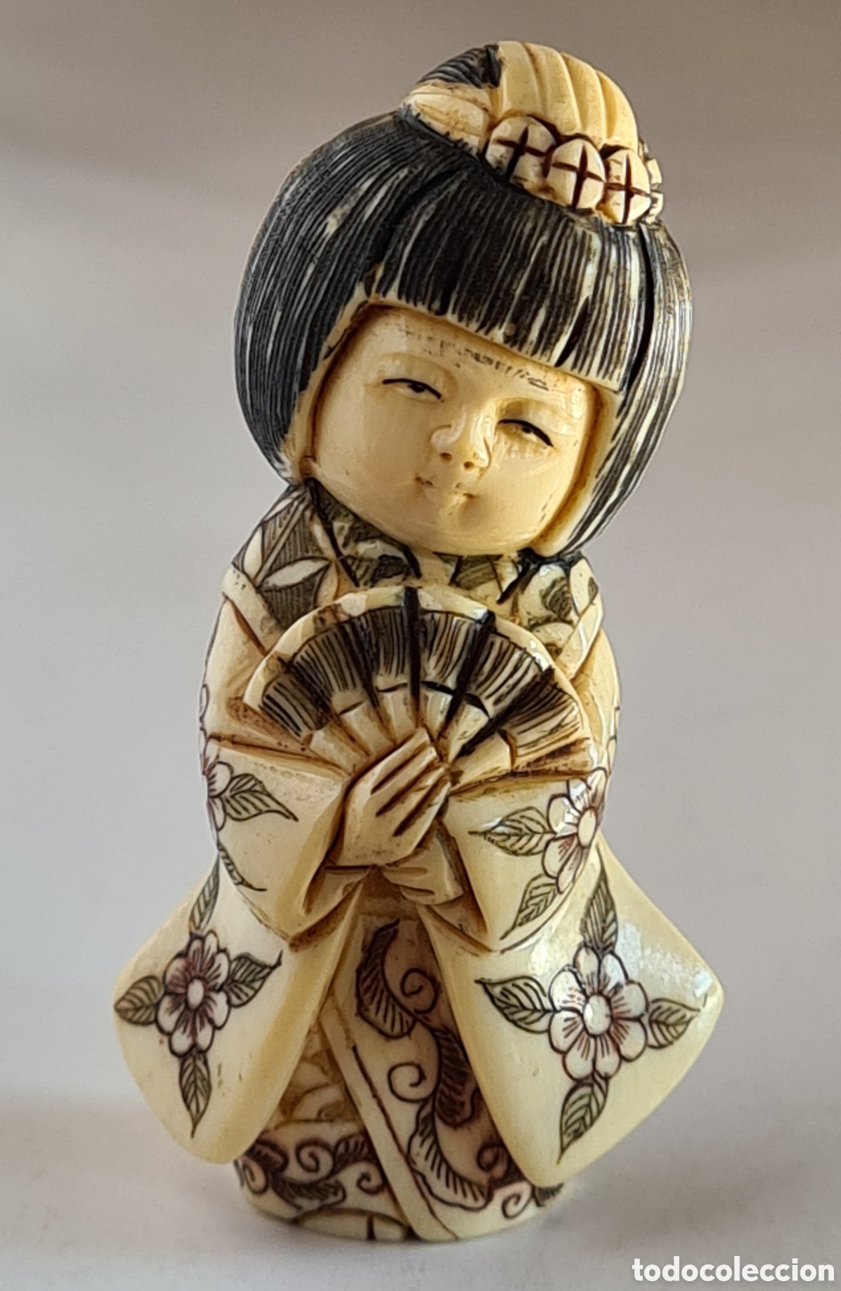 antiguo netsuke figura marfil geisha mujer japo - Acheter Sculptures  anciennes en ivoire sur todocoleccion