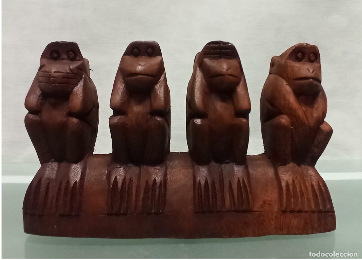 Arte: MONOS SABIOS EN MADERA - Foto 3