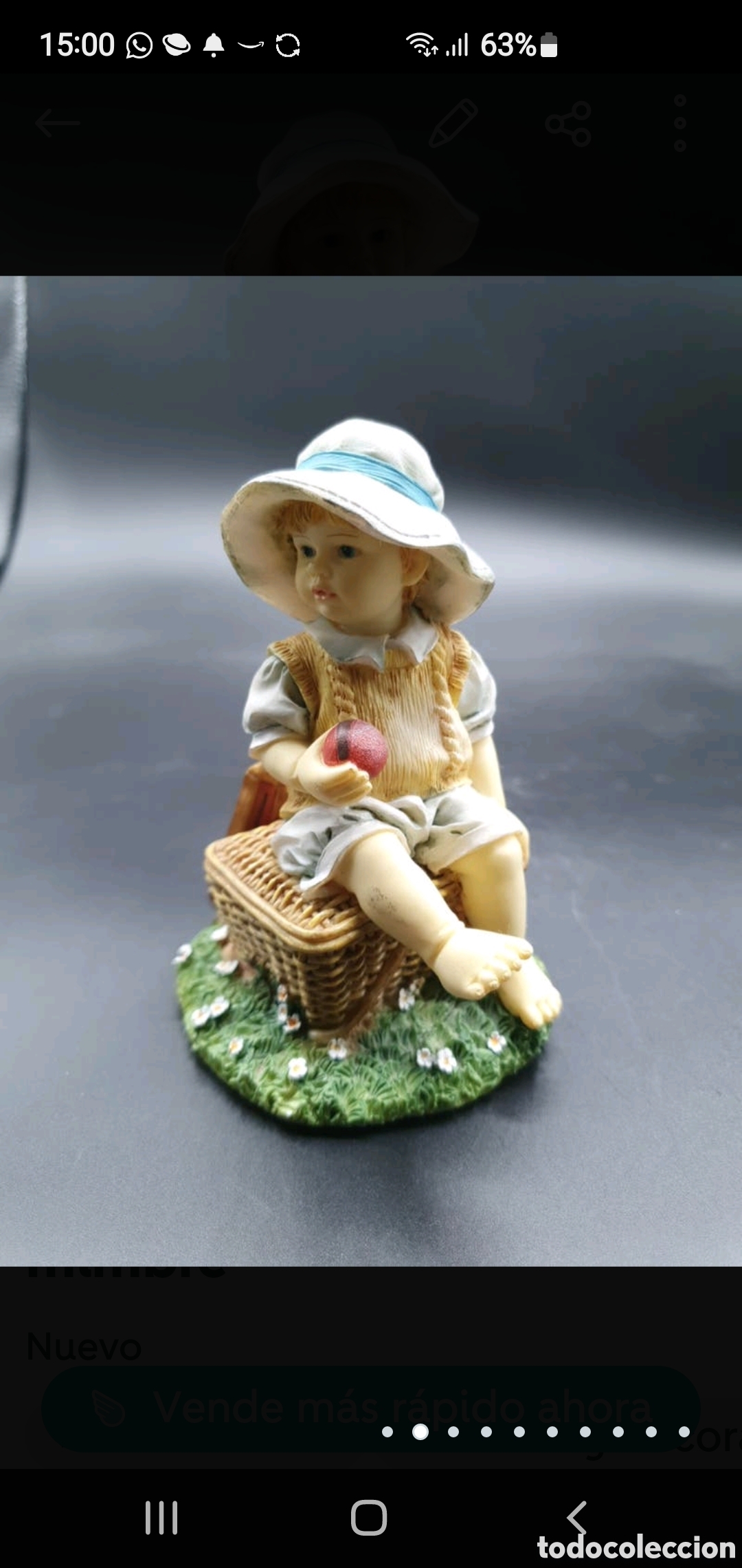 Arte: Ni&ntilde;o sentado en ba&uacute;l de mimbre - Foto 2