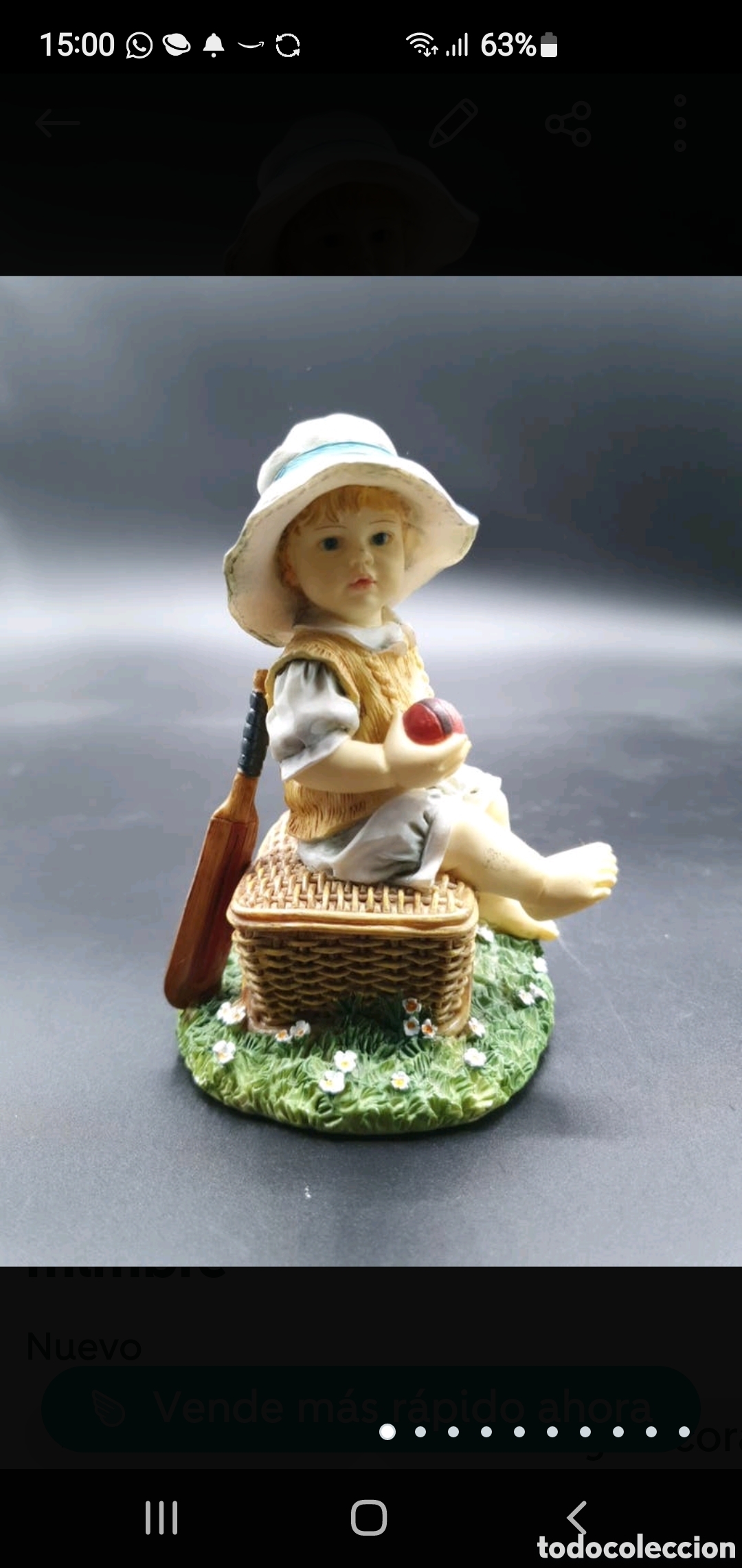 Arte: Ni&ntilde;o sentado en ba&uacute;l de mimbre - Foto 1
