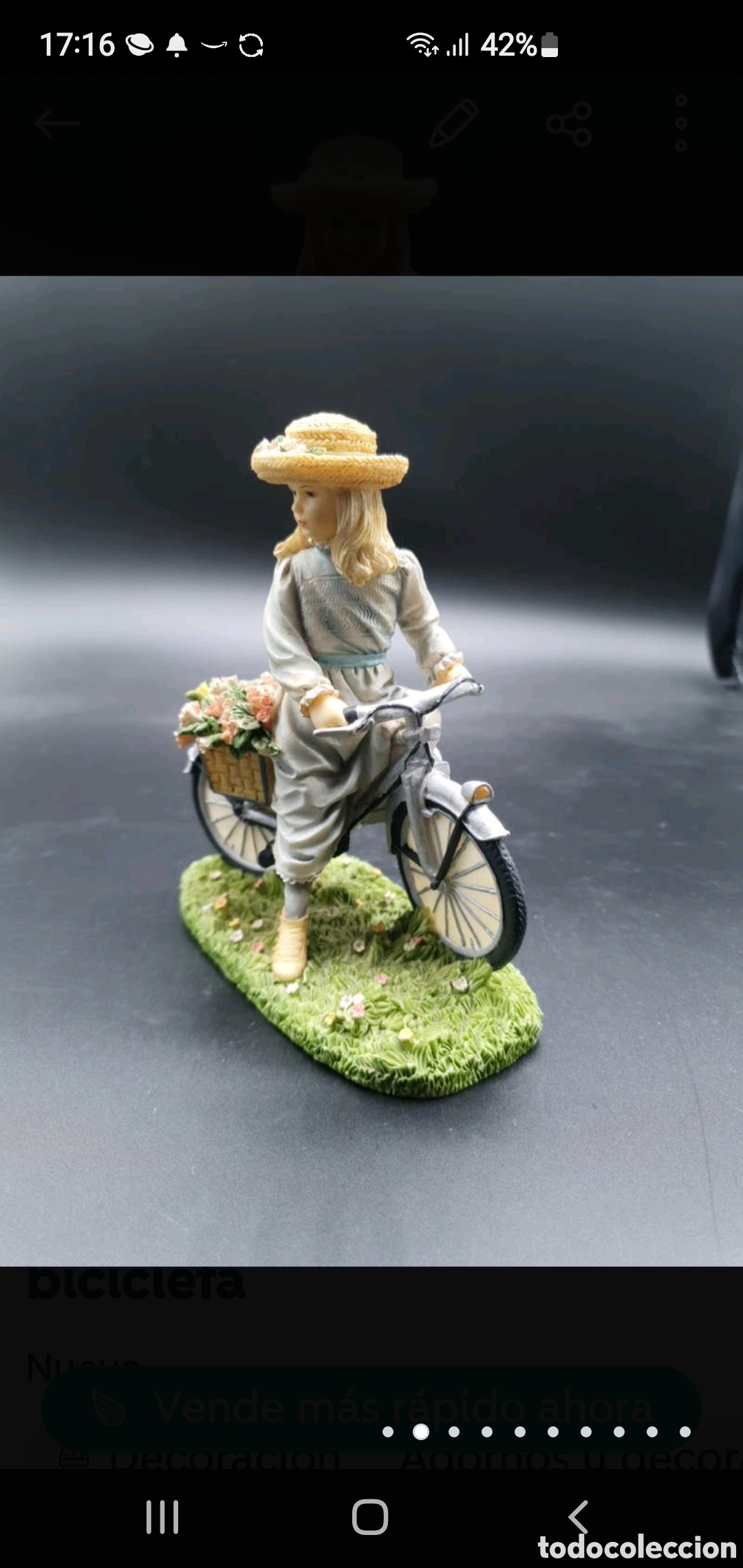 Arte: Ni&ntilde;a con flores en bicicleta - Foto 2