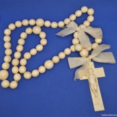 Arte: ANTIQUE IVORY CROSS AND BEADS FRENCH. Lote 403409084