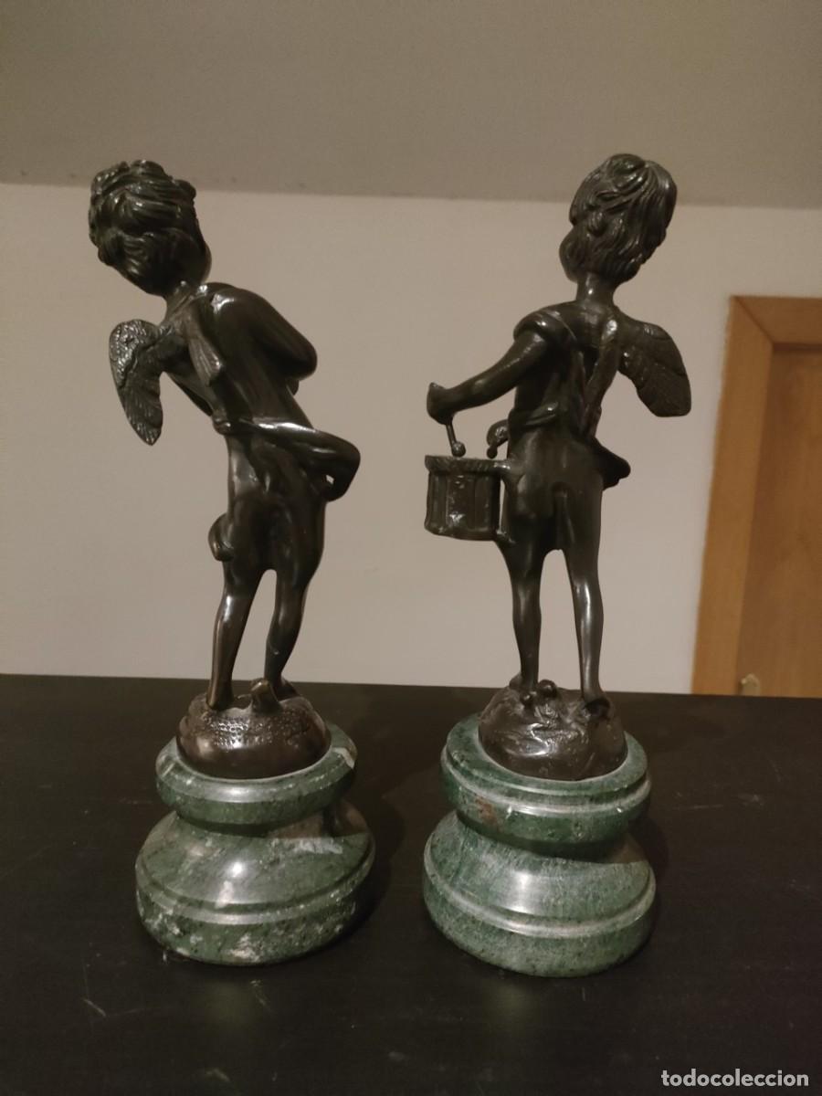 Arte: PAREJA DE QUERUBINES FRANCESES DE BRONCE - Foto 2