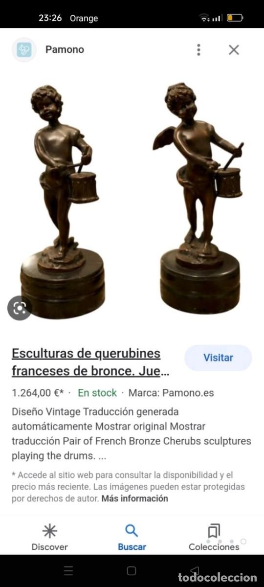Arte: PAREJA DE QUERUBINES FRANCESES DE BRONCE - Foto 3