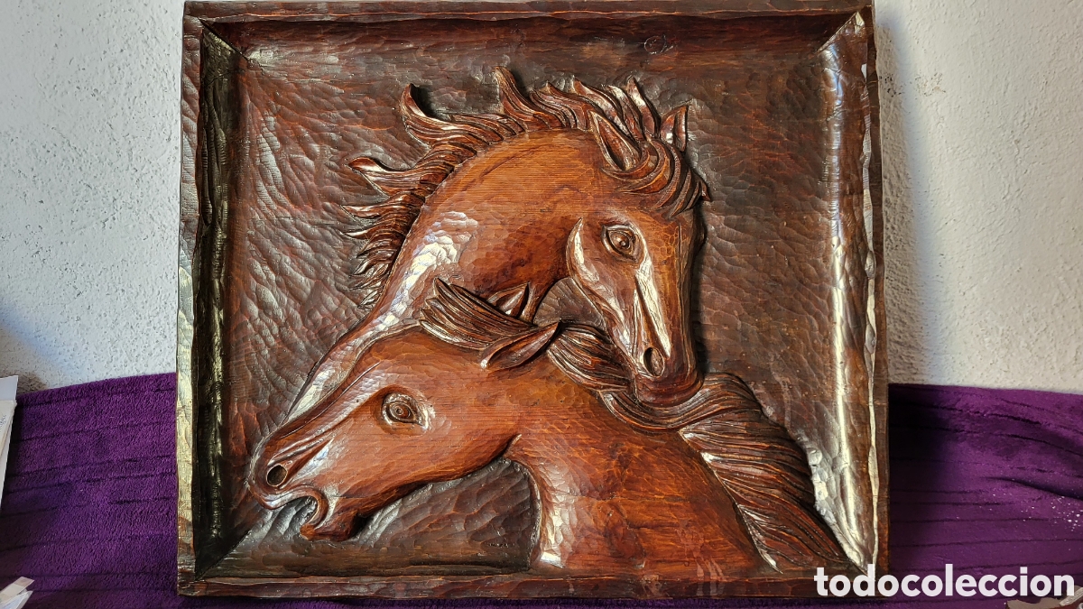 Arte: Cuadro antiguo madera tallada en relieve - Foto 2