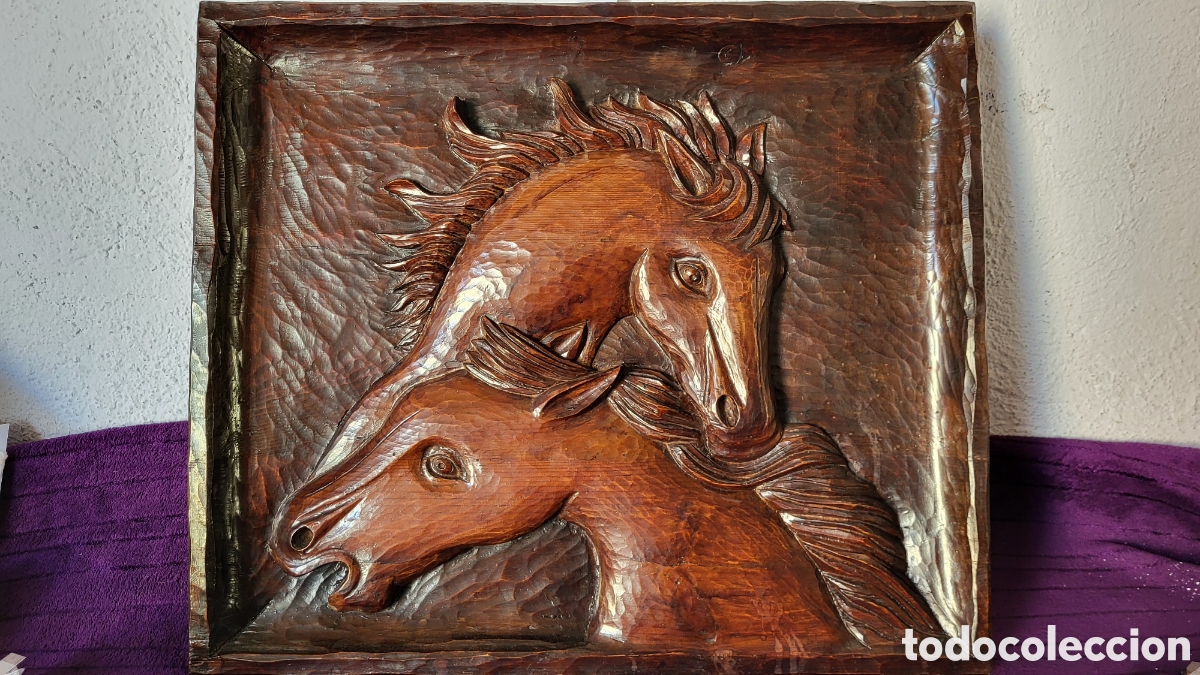 Arte: Cuadro antiguo madera tallada en relieve - Foto 1