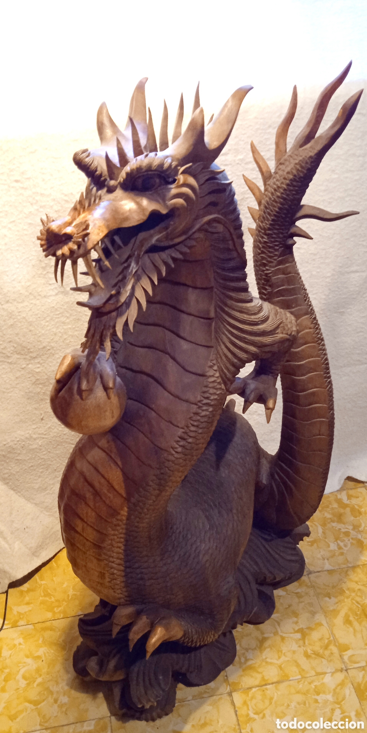 Arte: Drag&oacute;n chino madera teca teka - Foto 5