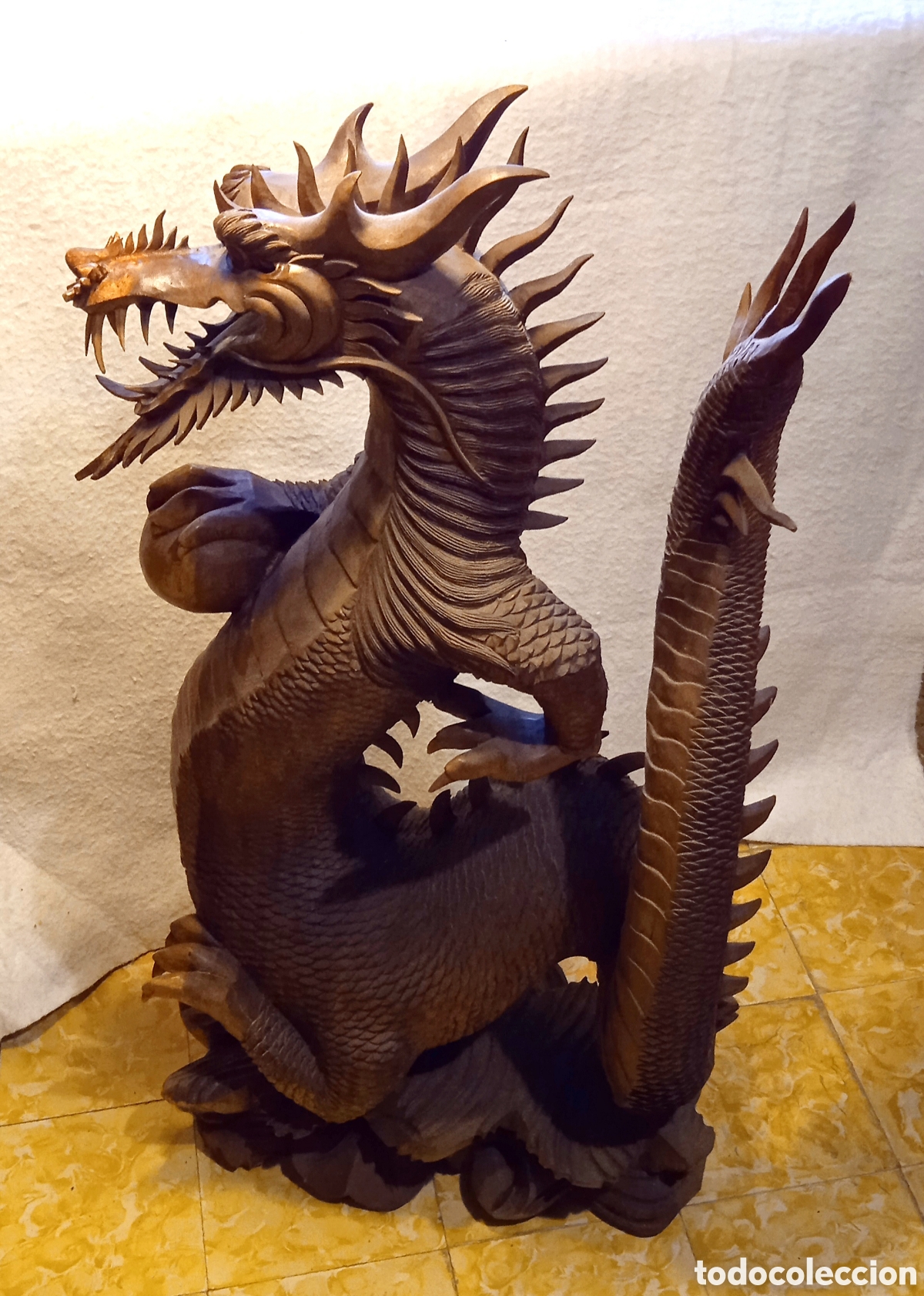 Arte: Drag&oacute;n chino madera teca teka - Foto 6