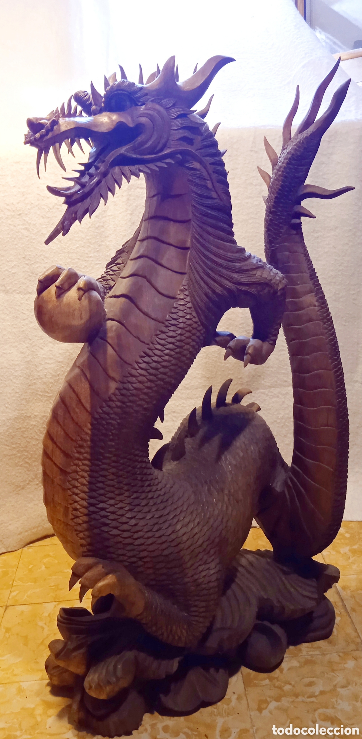 Arte: Drag&oacute;n chino madera teca teka - Foto 1