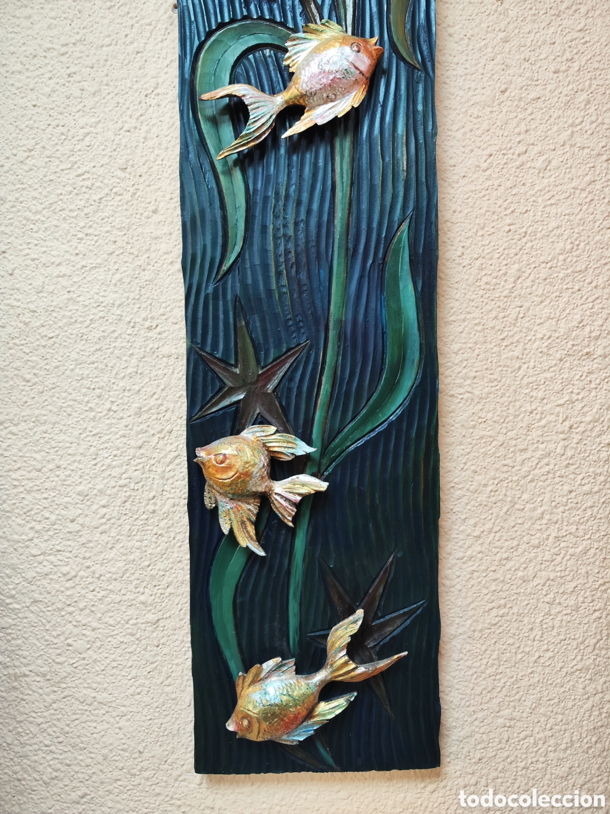 Arte: Relieve tallado en madera de peces - Foto 2