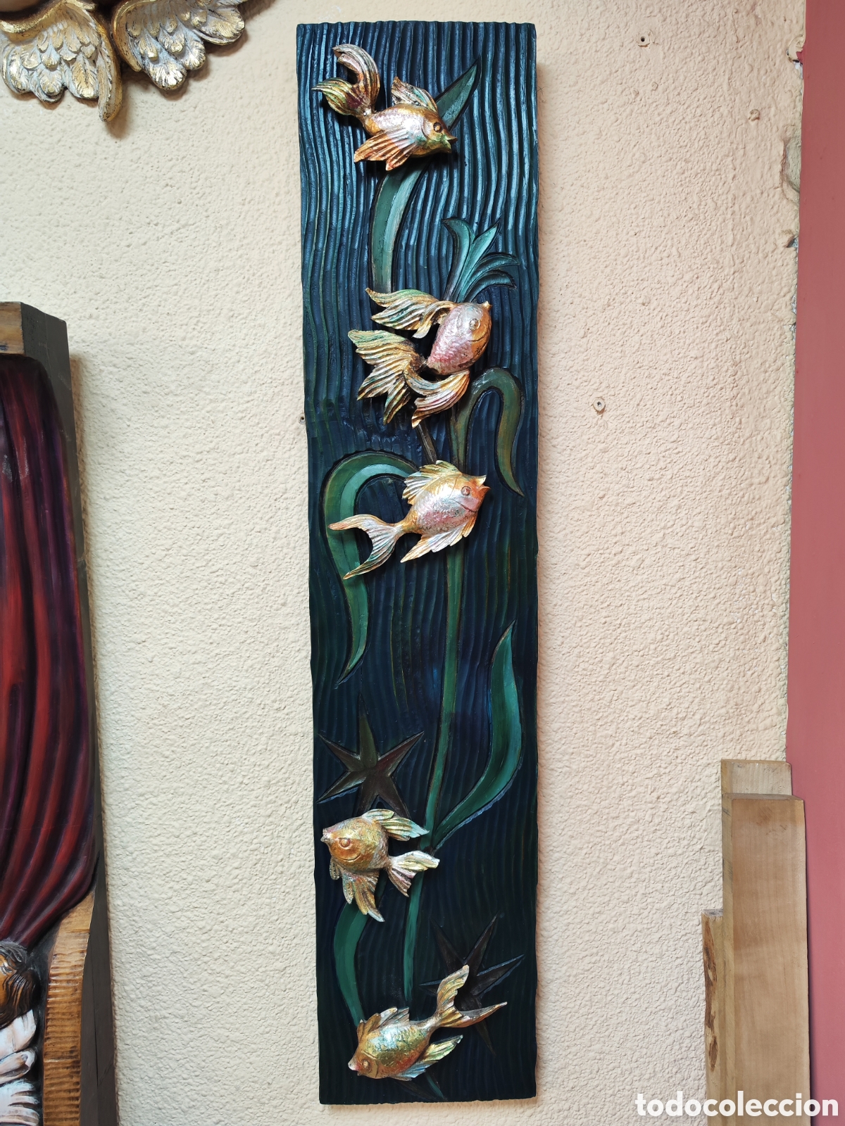 Arte: Relieve tallado en madera de peces - Foto 1