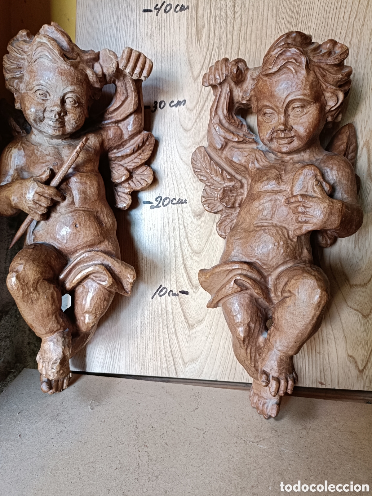 Arte: Querubines &aacute;ngeles madera - Foto 1
