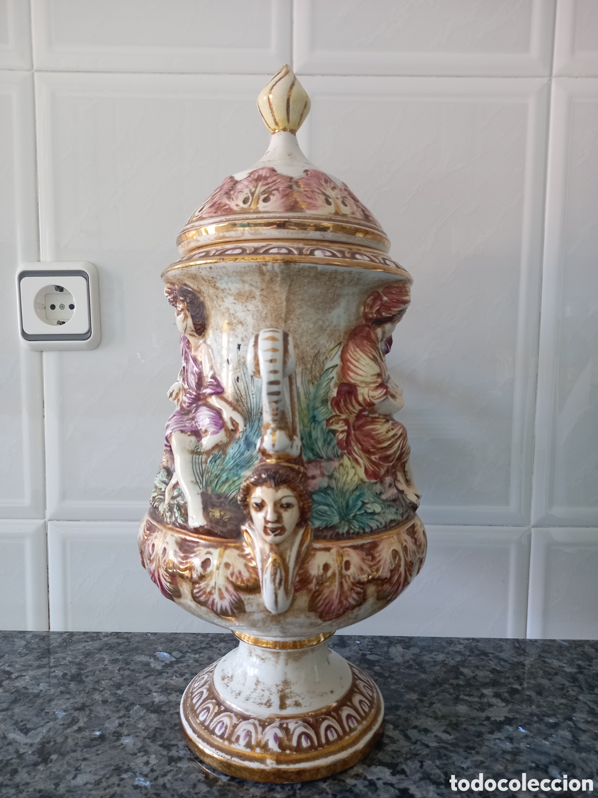 Arte: Jarron CAPODIMONTE ANTIGUO - Foto 2
