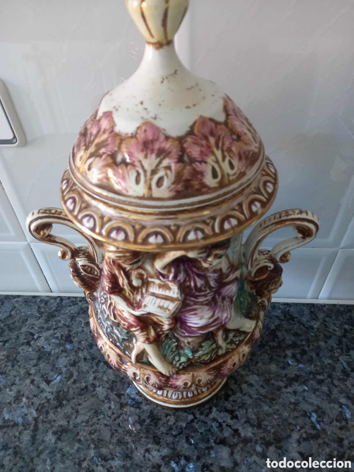 Arte: Jarron CAPODIMONTE ANTIGUO - Foto 3